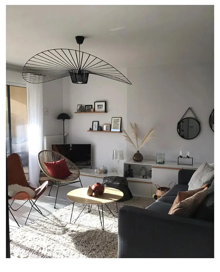 Italian Nordic Straw Hat Pendant Light Restaurant Art Living room Designer Industrial Retro Restaurant Kitchen Hanging Lights