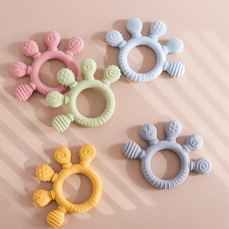 1PC Baby Silicone Teether Toys BPA Free Silicone Finger Ring Pacifier Chain Soothing Teething Toys For Newborn Teething Gifts