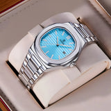 OGEDA 2024 new 40MM square men's quartz watch glass stainless steel waterproof 3Bar luminous C3 reloj hombre watches for men