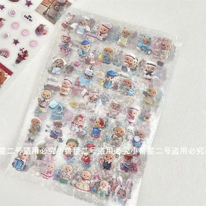 Sylvanian Families Stickers with Beautiful  Photo Cut Film PET Stickers House Scene Handmade Account Cute Guka Stickers