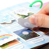 Interactive Silent Book Enhancing Recognition Numbers, English Letters, Fruits, Animals Weather Reusable Stickers Activity Books