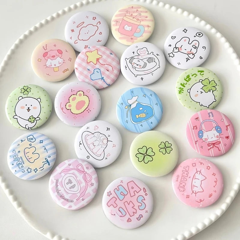 6pcs/set 45mm Cute Cartoon Mini Enamel Pins Kawaii Badges for Bag Denim Jacket Scrapbook Journal Girly Collectible Badge Pins
