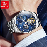 OLEVS 6689 Original Brand Men's Watches Starry Sky Disk Waterproof Luminous Automatic Mechanical Wristwatch Moon Phase Man Watch