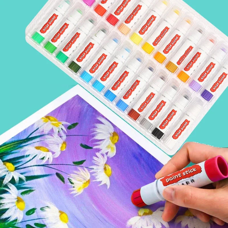 12/18/24 Colors Solid Quick-drying Gouache Stick Set for Children and Students To Draw Water-soluble Colorful Watercolor Pens
