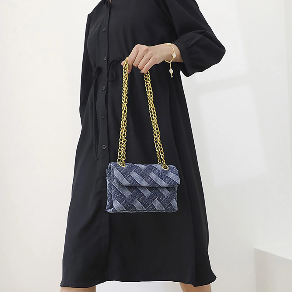 Women's K-G Shoulder Bag For High Quality Braided Denim Chain Crossbody Bag Designer Luxury Handbag Brand Ladies Bag