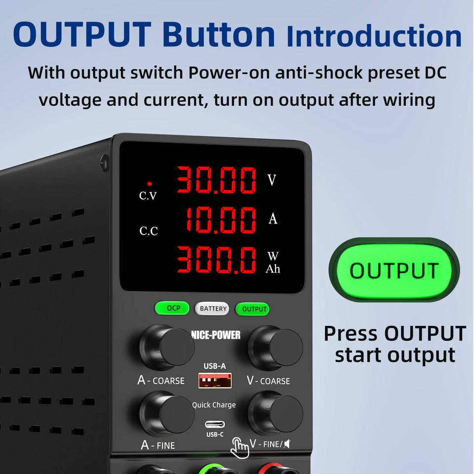 NICE-POWER Bench Lab DC Power Supply Adjustable 30V 60V Laboratory OCP OUTPUT 10A Charging of Lithium Iron Phosphate Batteries