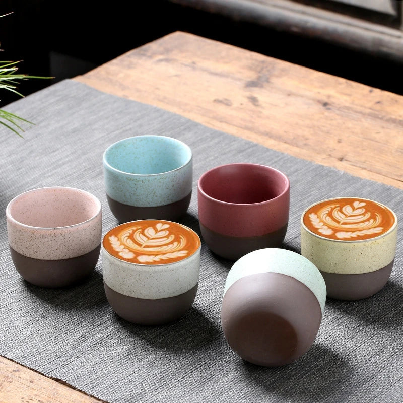 Japanese Ceramic Tea Cup Retro Matte Coarse Pottery Espresso Cups Handmade Coffee Ceramic Mug Drinkware Gift