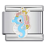 New Arrivals Blue Cute Small Animals Fit Women Men Stainless Steel Bracelet Italian Link 9mm Charm Jewelry DIY Making For Gifts