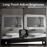 36x24 inch LED Bathroom Mirror Vanity Mirrors with Backlit Lights Fogless Makeup Mirror Wall Mounted with Demister