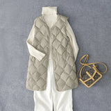 New Arrivals Korean X-long Sleeveless Puffer Jacket 2025 Autumn Winter Women Fashion Ultra Light Down Liner Warm Coats 3xl