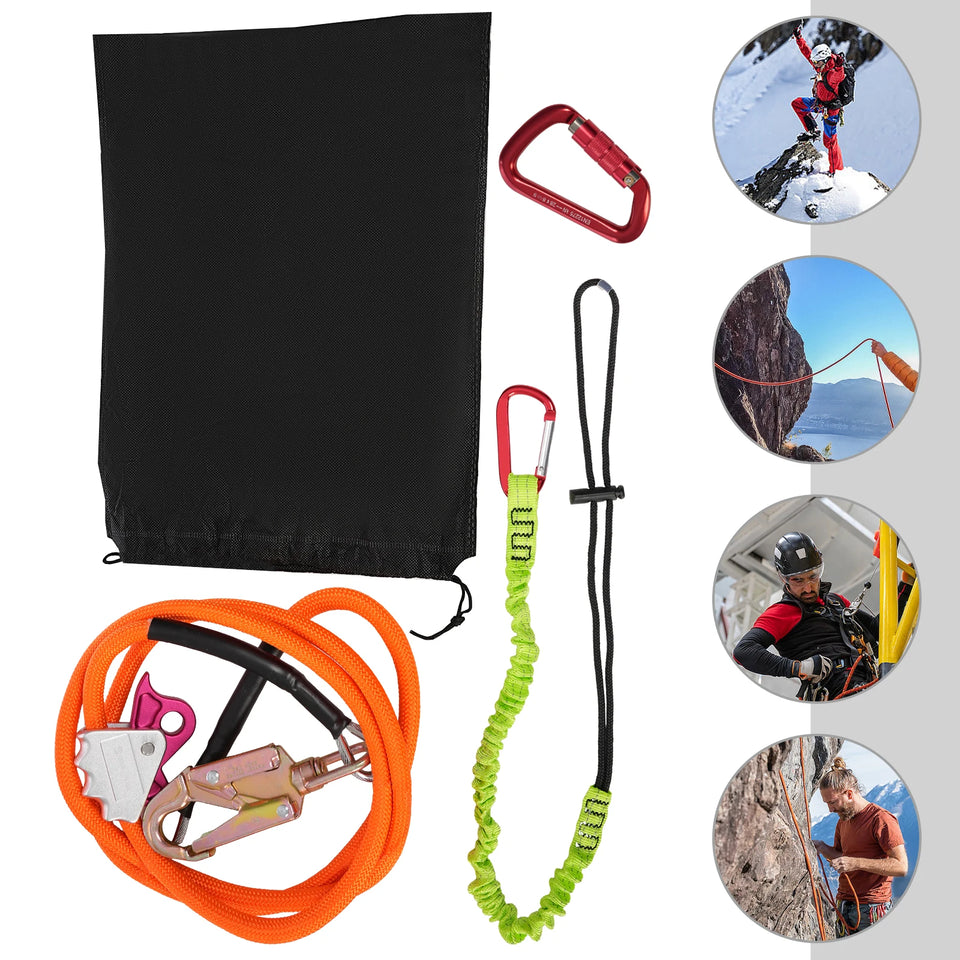 Sling Tree Descent Sling Rope 5/8 Inches -8 Feet/14 Feet with Triple Locking Carabiner Adjuster Orange/For Climbing Rescue