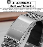 ADDIESDIVE AD2073 Men's Business Watch Sapphire Glass Stainless Steel Quartz Wristwatches Gradient Red Dial Watches Reloj Hombre