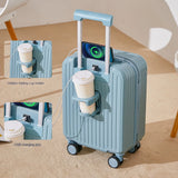 Multifunctional suitcase 18 inch small lightweight luggage with USB cup holder password suitcases 20" cabin carry-on travel bag