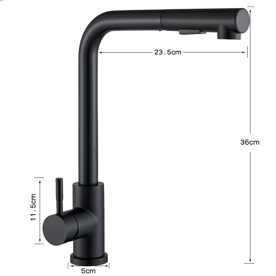 Matte Black Kitchen Faucet Pull Out Kitchen Sink Water Taps Dual Way Sprayer Mixer Tap 360 Rotation Cranes Deck Mounted