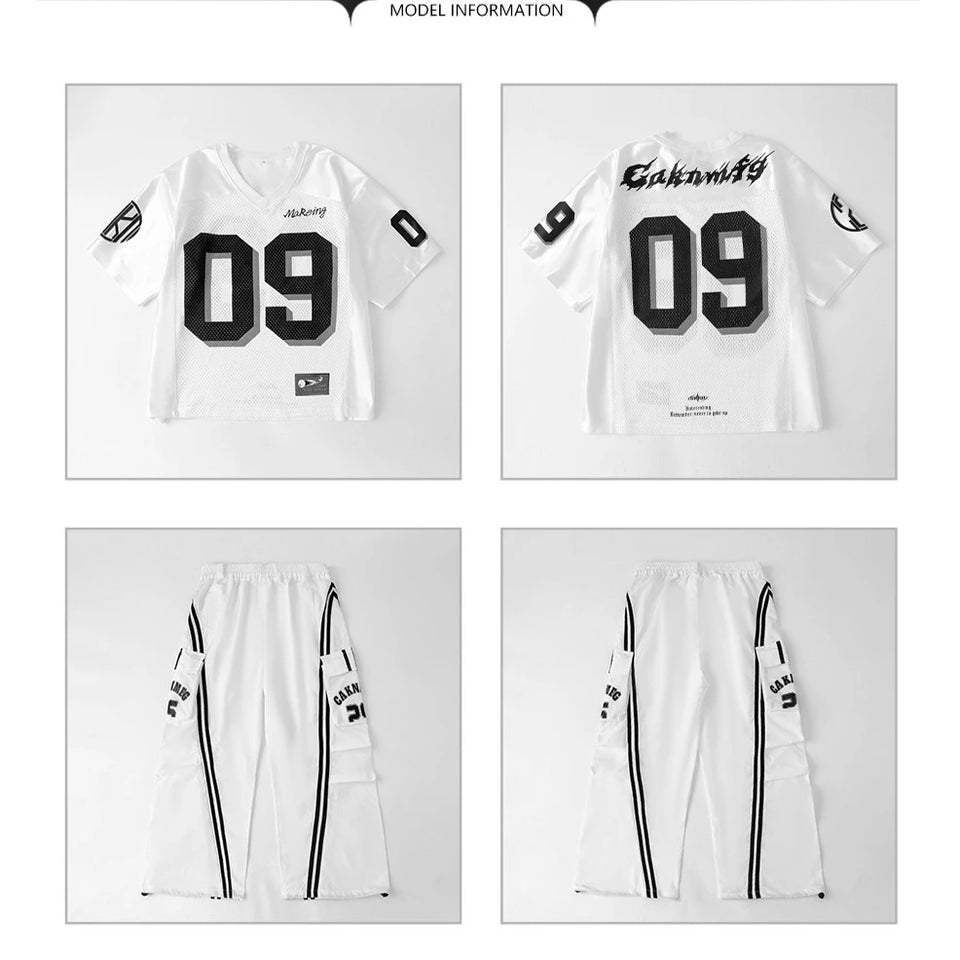 Boys Hip Hop Mesh T-shirt Cargo Pants Girls K-pop Street Dance Sweatshirt Costumes Child Clothes Sets Kids Teens Jazz Streetwear