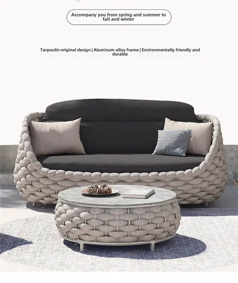 Outdoor Rattan Patio Furniture Set Cushioned Wicker Loveseat Garden Backyard Porch Sofa All Weather Durable