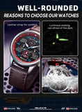 BORUSE Fashion Mens Sports Watches Luxury Men Business Wrist Watch Leather Quartz Watch Waterproof Luminous Male Clock With Box