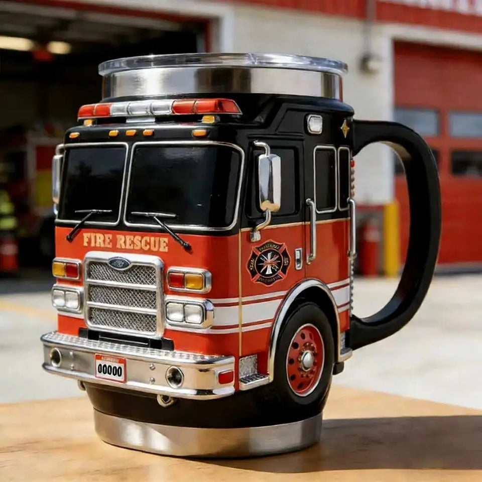 Fire Truck Model Stainless Steel Coffee Mug Rare Car Style Beer Milk Water Cup Home Party Table Decoration New Year Gifts