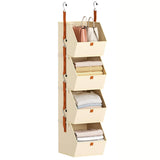 Hanging Closet Organizer 4 Tier - Clothes Hanging Shelves, Space-Saving Closet System, Storage Bins Bedroom Organization
