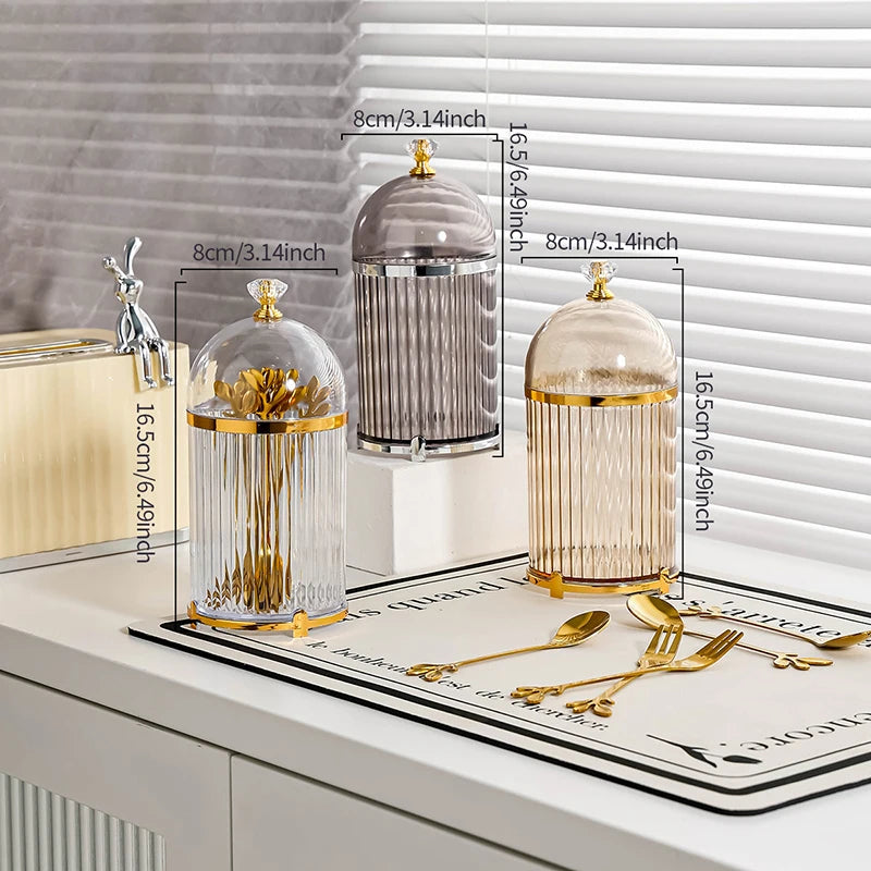 {Summer2}Food Storage Canister Modern Coffee Spoon Dessert Fork Holder For Dining Room Kitchen Tabletop Countertop Organization