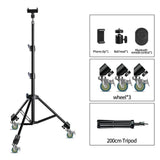 200/170/150/55cm Selfie Tripods Aluminum Light Stand For Phone Stand Mount Digital Camera Tripod With Clip Bluetooth Controller