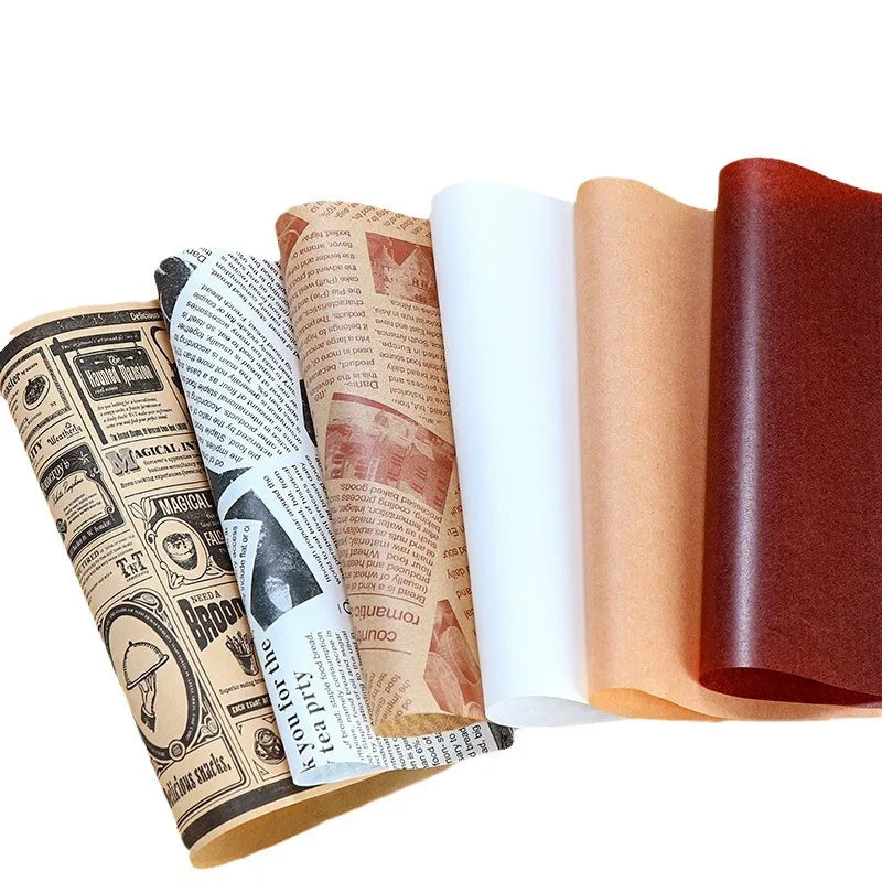 Anti Oil Paper Pad Retro Coated Paper Oil Resistant and Oil Absorbing Fried Chicken Kitchen Baking Barbecue Commercial Use