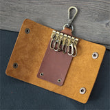 100 % Genuine leather   Multi-function Key Bag High Quality Crazy Horse leather Key Pouch Unisex Leather Business Gift