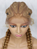 KIMA New Arrival 26 Inches Braided Wigs Synthetic Lace Front Hair Wig With Baby Hair for Black Women