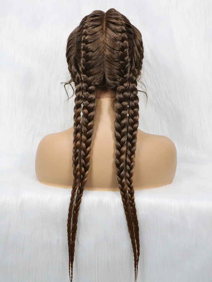 KIMA New Arrival 26 Inches Braided Wigs Synthetic Lace Front Hair Wig With Baby Hair for Black Women