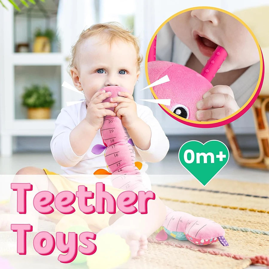 Baby Toys Musical Caterpillar Infant Stuffed Animal Toy with Crinkle Rattles Soft Sensory Toys Newborn Boys Girls 0 3 6 12 Month