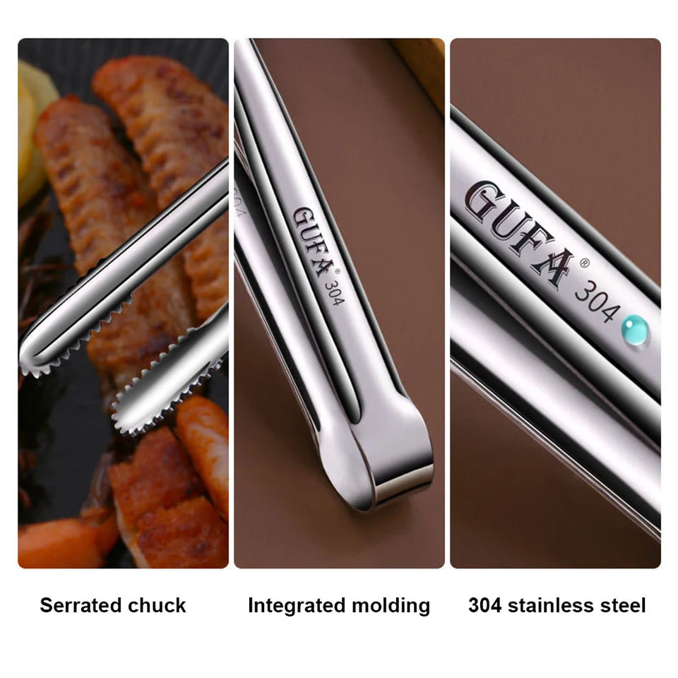 Grill Tongs Stainless Steel Food Tongs Metal Kitchen Tweezers Cooking Utensils for Salad Fish Steak Barbecue Buffet