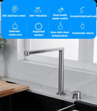 Hidden Lifting Folding Kitchen Faucet 304 Stainless Steel Sink Faucet Hot and Cold Mixed Water Separate Sink Tap Dual Holes