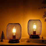 2Pcs Metal Cage Table Lamp Round Shaped LED Lantern Battery Powered Cordless Lamp for Weddings Party  Home Decor Candle Holder