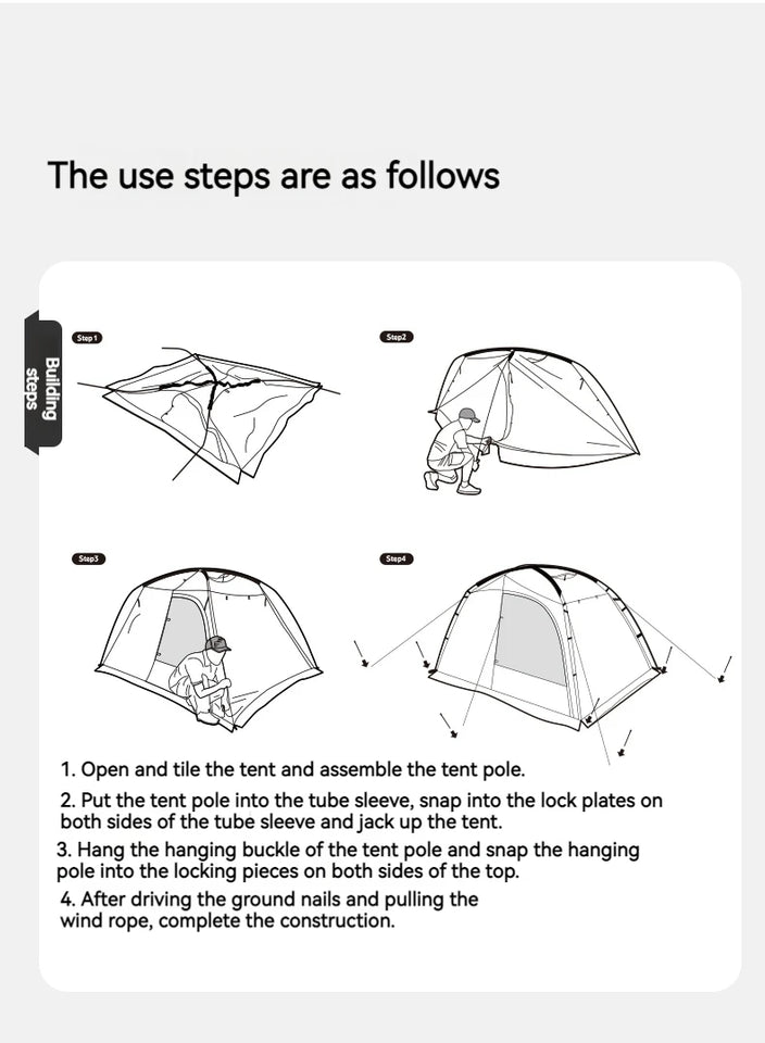 Naturehike Dune 7.6 Camping Tent 2 People 4 Season Tent Ultralight PU2000mm Outdoor Travel iking Tent With Chimney Screen Window