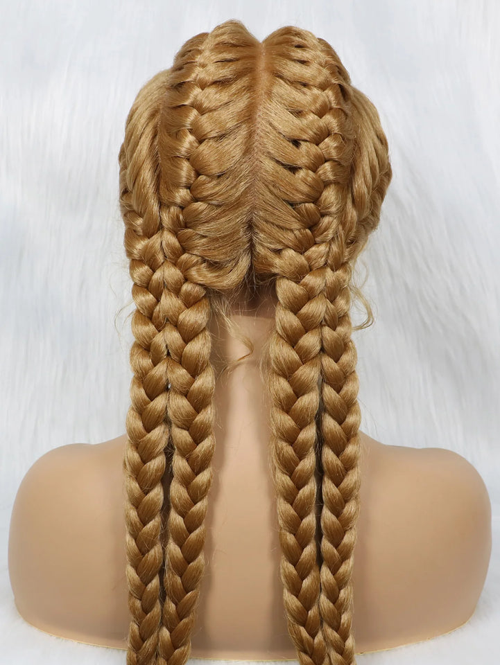 KIMA New Arrival 26 Inches Braided Wigs Synthetic Lace Front Hair Wig With Baby Hair for Black Women