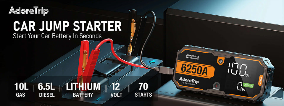 Car 6250A Portable 12V  Jump Starter Power Bank 12V Auto Battery Charger Booster Starting Device For 10.0L GAS/6.5L DIESEL