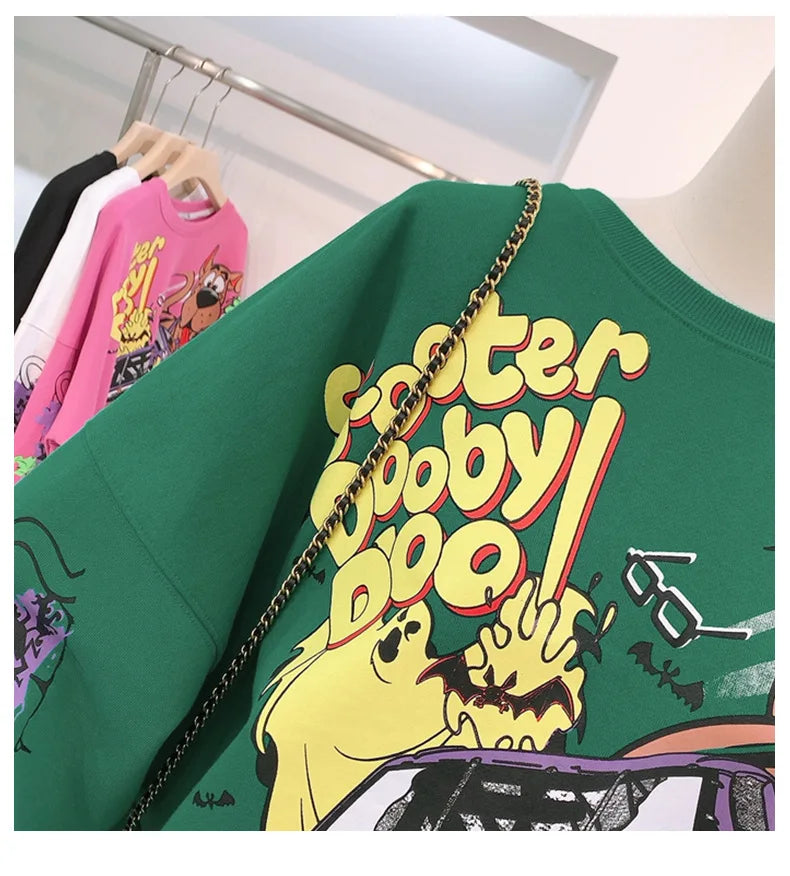 Letter Printing Sweatshirt Women High Street Cartoon Puppy Car Clothes Casual Crew Neck Sweater Bulk Items Wholesale Lots