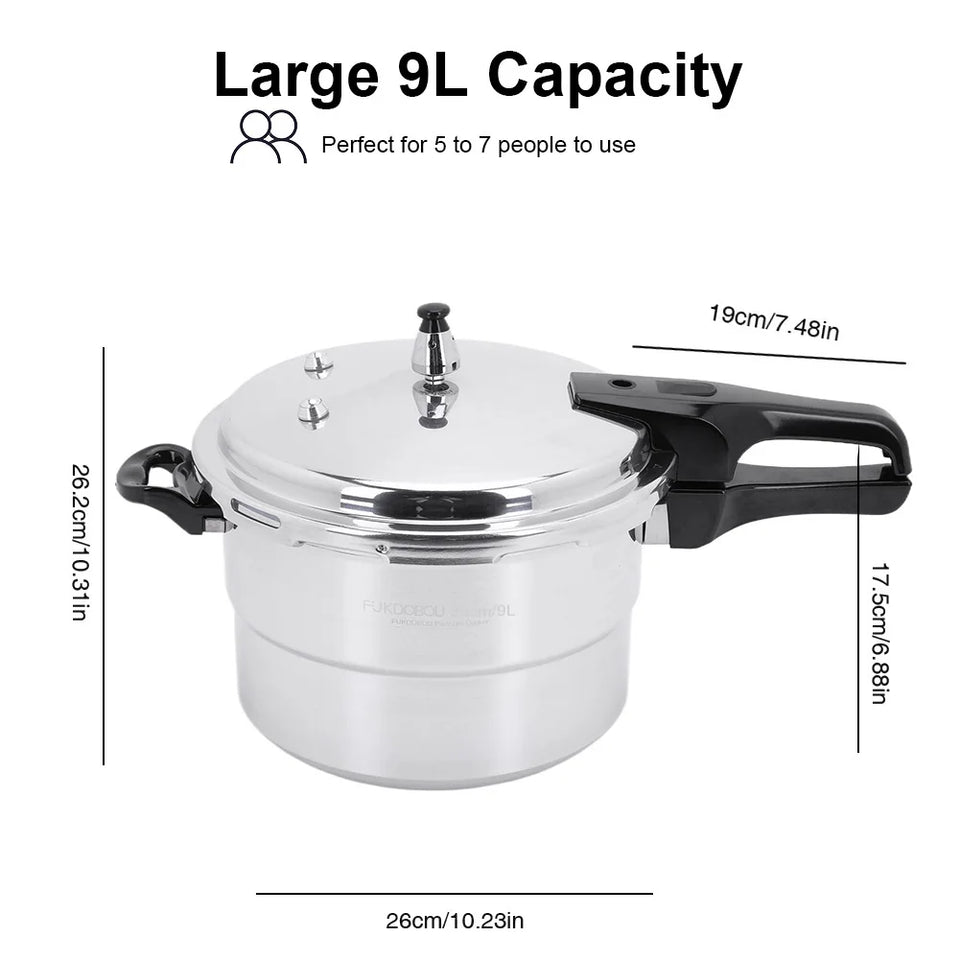 Aluminum Pressure Cooker with Steaming Plate Pressure Cooker Household Stovetop Pressure Canner for Gas and Induction Stoves
