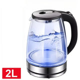 1500W 2L Glass Electric Kettle - Wide Mouth Hot Water Boiler with Stainless Steel Inner Lid, Rapid Boil Teapot, Black