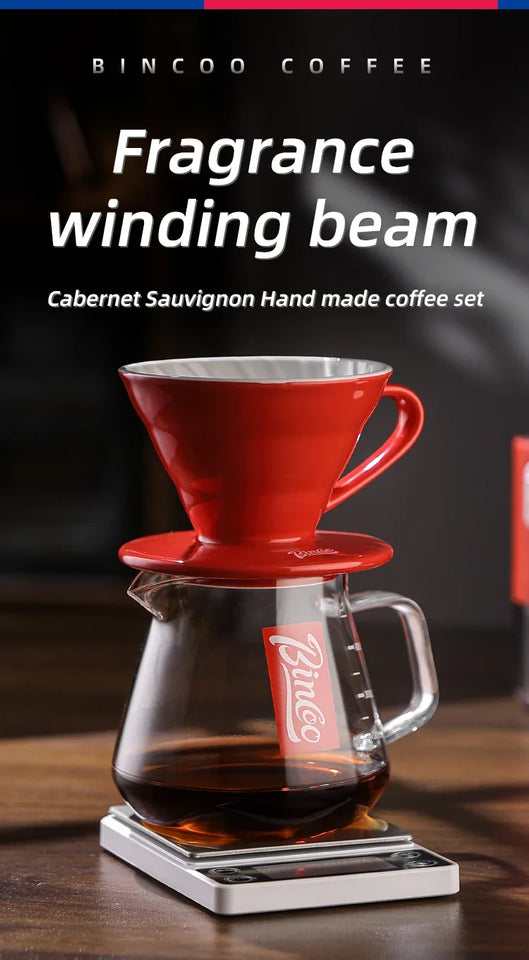 BINCOO Pour Over Coffee Dripper Set 400ml Glass Sharing Pot Funnel Drip Coffee Maker Hand Brew Cup Coffee With V01 Filter Paper