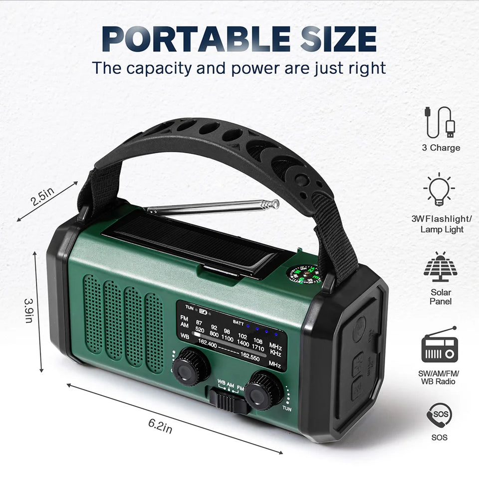 Hot 20000mAh AM/FM/NOAA Radio Solar Hand Crank Generator Radio Portable Radio de emergencia LED Flashlight SOS Alarm Power Bank