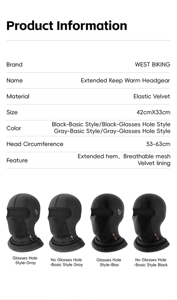 WEST BIKING Balaclava Full Face Mask UV Protection Ski Sun Hat Tactical Motorcycle Helmet Bandana Neck Windproof Mask