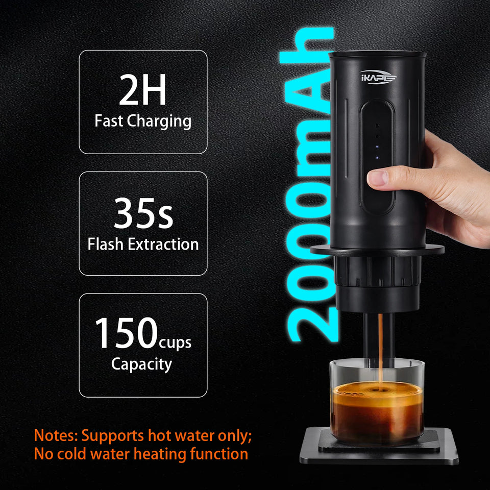 IKAPE Portable Coffee Machine Fit Capsules Ground Coffee Handheld Coffee Maker Manually For Camping Hiking No Heating Function