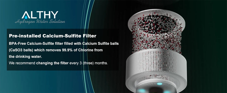 ALTHY Hydrogen Water Pitcher Generator  Balanced Purified Water PH Levels /Calcium Sulfite replacement filter