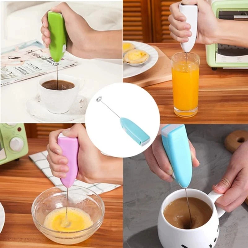 Electric Egg Beater Milk Frother For Coffee Household Kitchen Mini Stainless Steel Coffee Milk Tea Blender