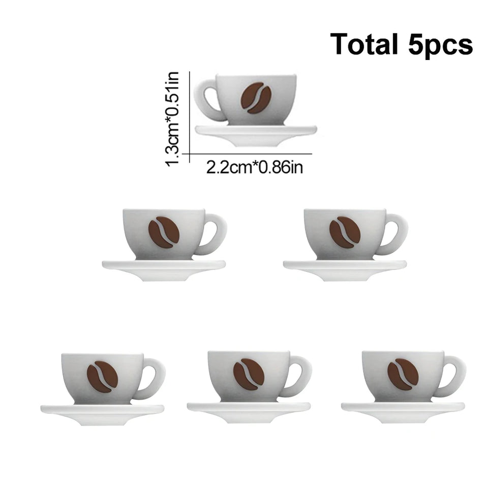 LOFCA 5pcs 3D Coffee Set Silicone Focal Beads For DIY Keychains Phone Charms Jewelry Crafting Jewelry accessories