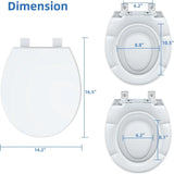 17"/19" Elongated Round White Toilet Seat, Slow Soft Close Magnets Down Lock Quick Release, Quick Top Mount Toilet Seat