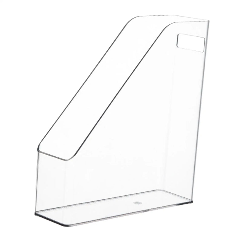 Clear Pet Magazine Holder Desk Organizer 25x8x27cm Portable with Handle Folder Rack for Notebooks, Binders
