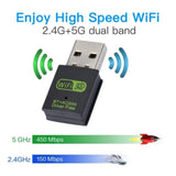 600Mbps USB WiFi Bluetooth Adapter 2 in 1 Dongle Dual Band 2.4G&5GHz USB WiFi 5 Network Wireless Bluetooth Adapter WiFi Receiver