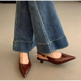 Summer Pointed Toe Women Sandals Fashion Singbacks Mules ShoesLadies Elegant Low Heel Stripper Party Sandalias Tacones Bajos